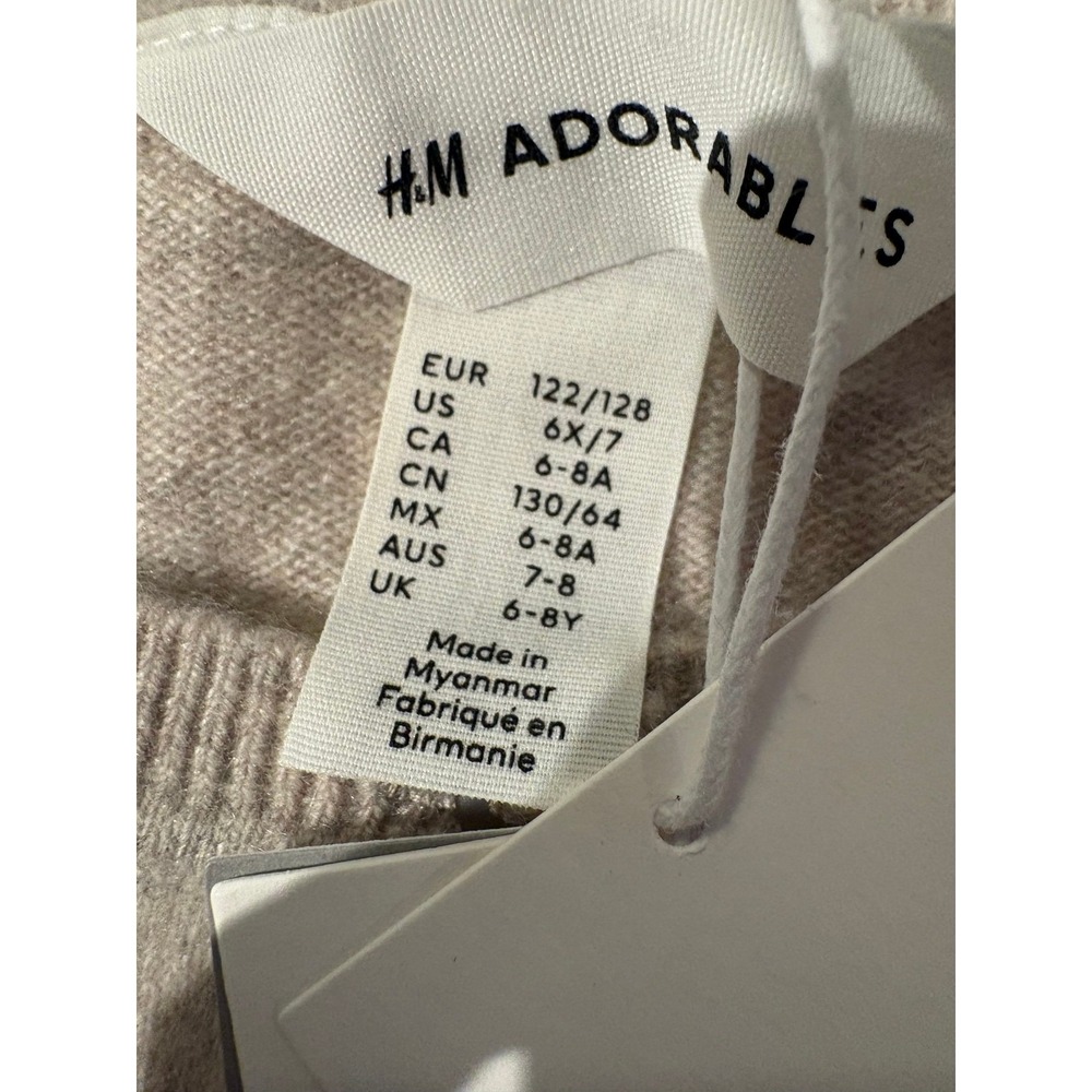 H&M Adorables Kids 100% Cashmere Cardigan Beige Button Front US 6/7 - Picture 6 of 7